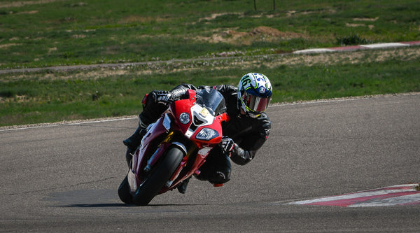 BMW S1000RR 2014 with the WSBK style headlight decals, customer photo taken on track in Colorado